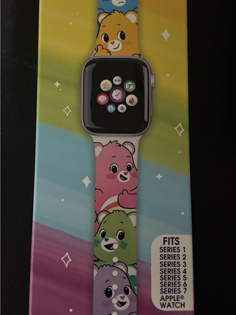 Care Bears Pattern Silicone Apple Watch Band - Pink/Green/Blue